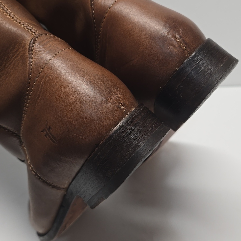 {Frye} Melissa Button Riding Tall Cognac Brown Leather - Size 6B - Picture 10 of 15